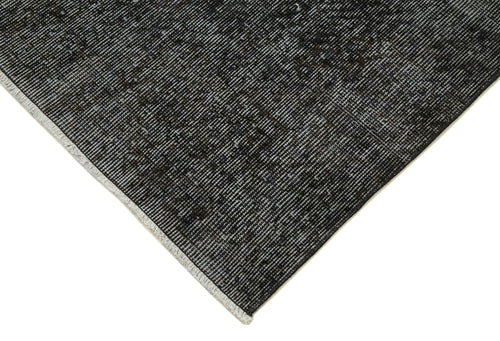 Overdyed Vintage Siyah Eskitme Pamuk Yün El Dokuma Halısı 92x328 Agacan