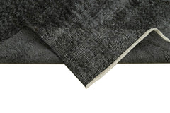 Overdyed Vintage Siyah Eskitme Pamuk Yün El Dokuma Halısı 92x328 Agacan
