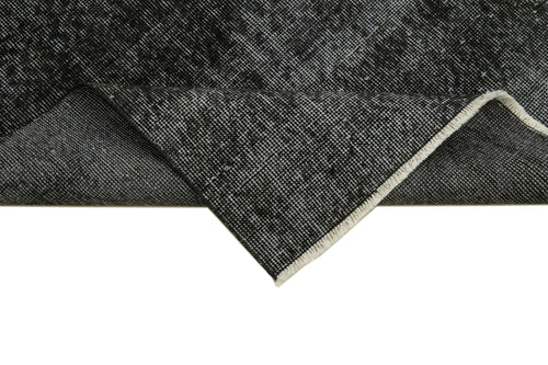 Overdyed Vintage Siyah Eskitme Pamuk Yün El Dokuma Halısı 92x328 Agacan