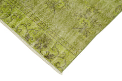 Overdyed Vintage Yeşil Eskitme Pamuk Yün El Dokuma Halısı 91x317 Agacan