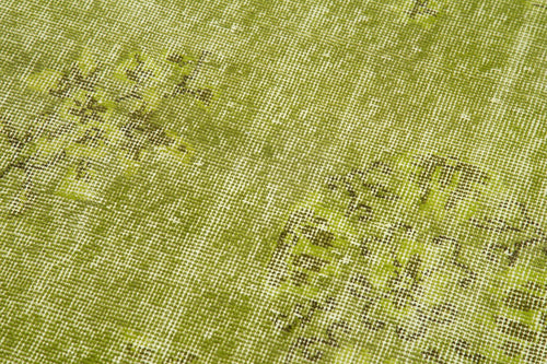 Overdyed Vintage Yeşil Eskitme Pamuk Yün El Dokuma Halısı 91x317 Agacan