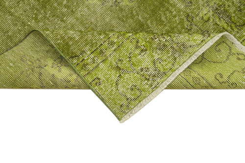 Overdyed Vintage Yeşil Eskitme Pamuk Yün El Dokuma Halısı 91x317 Agacan