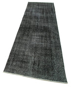 Overdyed Vintage Siyah Eskitme Pamuk Yün El Dokuma Halısı 89x314 Agacan