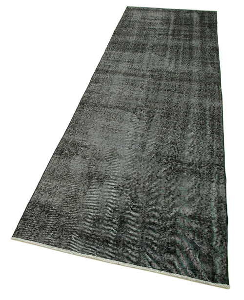 Overdyed Vintage Siyah Eskitme Pamuk Yün El Dokuma Halısı 92x307 Agacan