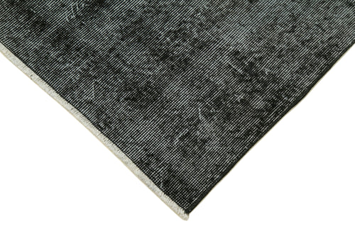 Overdyed Vintage Siyah Eskitme Pamuk Yün El Dokuma Halısı 92x307 Agacan