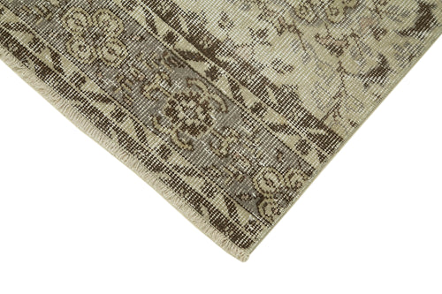 Overdyed Vintage Bej Eskitme Pamuk Yün El Dokuma Halısı 81x323 Agacan