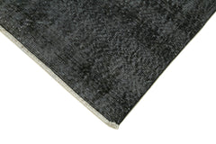 Overdyed Vintage Siyah Eskitme Pamuk Yün El Dokuma Halısı 90x326 Agacan