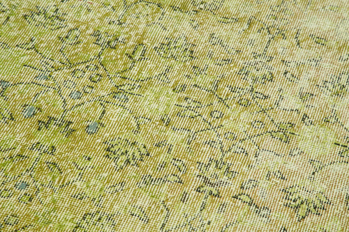 Overdyed Vintage Yeşil Eskitme Pamuk Yün El Dokuma Halısı 96x379 Agacan