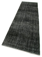 Overdyed Vintage Siyah Eskitme Pamuk Yün El Dokuma Halısı 86x320 Agacan