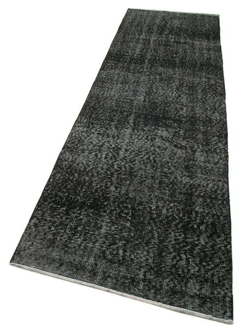 Overdyed Vintage Siyah Eskitme Pamuk Yün El Dokuma Halısı 86x320 Agacan