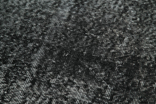Overdyed Vintage Siyah Eskitme Pamuk Yün El Dokuma Halısı 86x320 Agacan