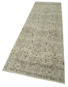 Overdyed Vintage Bej Eskitme Pamuk Yün El Dokuma Halısı 91x307 Agacan