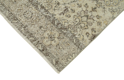 Overdyed Vintage Bej Eskitme Pamuk Yün El Dokuma Halısı 91x307 Agacan