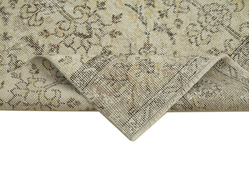 Overdyed Vintage Bej Eskitme Pamuk Yün El Dokuma Halısı 91x307 Agacan