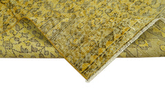 Overdyed Vintage Sarı Eskitme Pamuk Yün El Dokuma Halısı 80x314 Agacan
