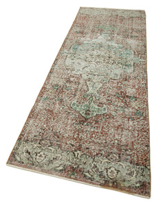 Overdyed Vintage Kırmızı Eskitme Pamuk Yün El Dokuma Halısı 89x287 Agacan