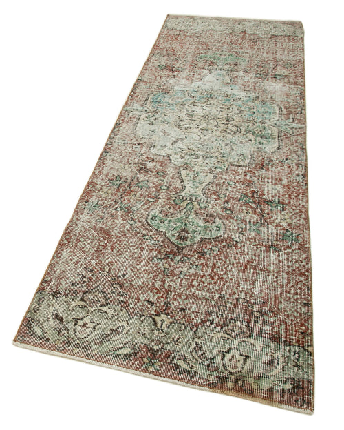 Overdyed Vintage Kırmızı Eskitme Pamuk Yün El Dokuma Halısı 89x287 Agacan