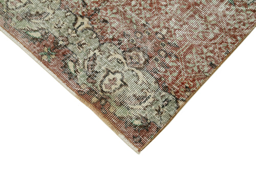 Overdyed Vintage Kırmızı Eskitme Pamuk Yün El Dokuma Halısı 89x287 Agacan