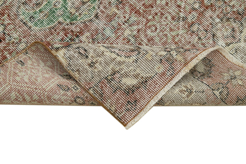 Overdyed Vintage Kırmızı Eskitme Pamuk Yün El Dokuma Halısı 89x287 Agacan