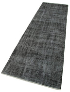 Overdyed Vintage Siyah Eskitme Pamuk Yün El Dokuma Halısı 81x302 Agacan