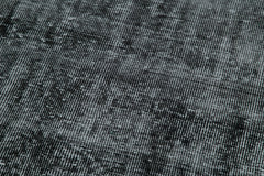Overdyed Vintage Siyah Eskitme Pamuk Yün El Dokuma Halısı 81x302 Agacan