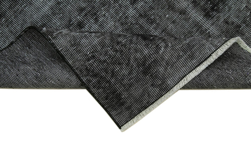 Overdyed Vintage Siyah Eskitme Pamuk Yün El Dokuma Halısı 81x302 Agacan