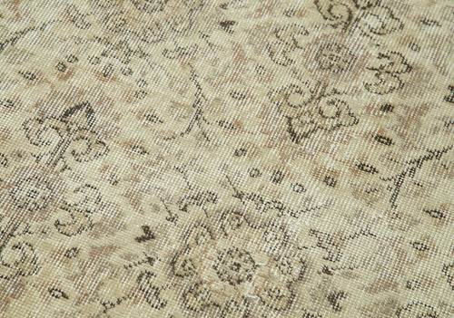 Overdyed Vintage Bej Eskitme Pamuk Yün El Dokuma Halısı 85x308 Agacan