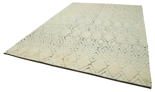 Morocco Bej Geometrik Yün Pamuk El Dokuma Halısı 267x358 Agacan