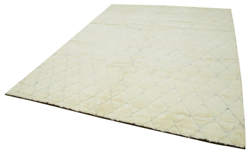 Morocco Bej Geometrik Yün Pamuk El Dokuma Halısı 239x300 Agacan