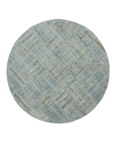 Kırk Yama Mavi Patchwork Pamuk Yün El Dokuma Halısı 198x198 Agacan