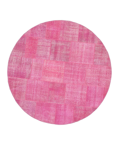 Kırk Yama Pembe Patchwork Pamuk Yün El Dokuma Halısı 205x205 Agacan