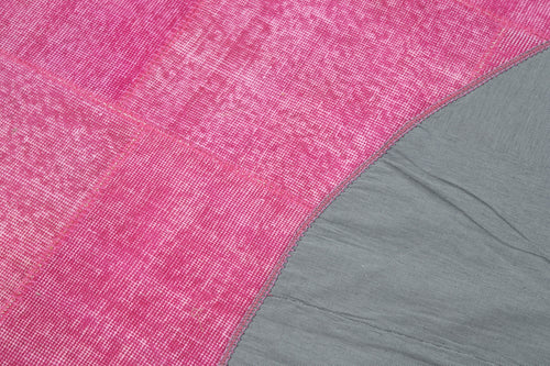 Kırk Yama Pembe Patchwork Pamuk Yün El Dokuma Halısı 205x205 Agacan