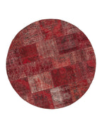 Kırk Yama Kırmızı Patchwork Pamuk Yün El Dokuma Halısı 200x200 Agacan