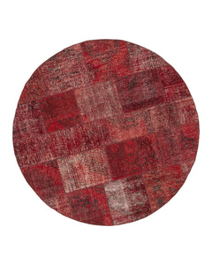 Kırk Yama Kırmızı Patchwork Pamuk Yün El Dokuma Halısı 200x200 Agacan