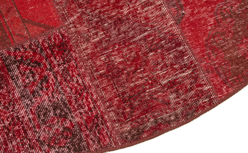 Kırk Yama Kırmızı Patchwork Pamuk Yün El Dokuma Halısı 200x200 Agacan