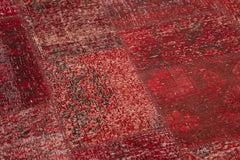 Kırk Yama Kırmızı Patchwork Pamuk Yün El Dokuma Halısı 200x200 Agacan