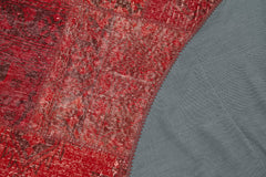 Kırk Yama Kırmızı Patchwork Pamuk Yün El Dokuma Halısı 200x200 Agacan