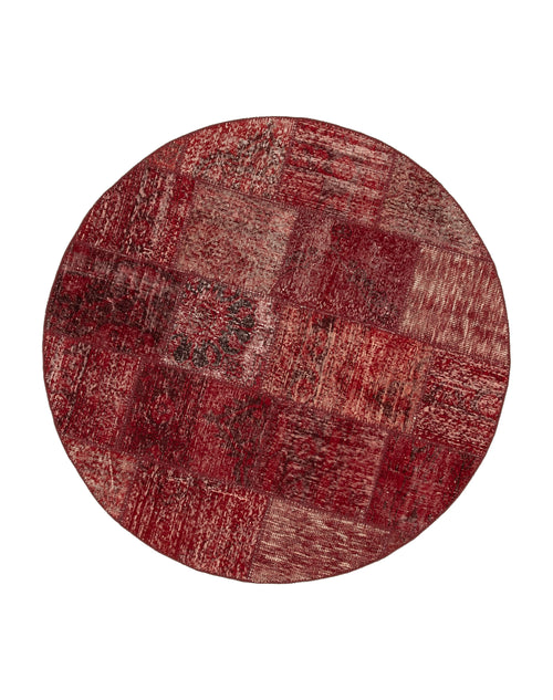 Kırk Yama Kırmızı Patchwork Pamuk Yün El Dokuma Halısı 150x150 Agacan