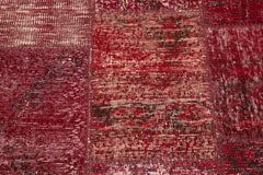 Kırk Yama Kırmızı Patchwork Pamuk Yün El Dokuma Halısı 150x150 Agacan