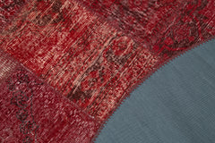 Kırk Yama Kırmızı Patchwork Pamuk Yün El Dokuma Halısı 150x150 Agacan