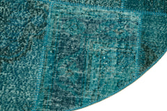 Kırk Yama Turkuaz Patchwork Pamuk Yün El Dokuma Halısı 150x150 Agacan