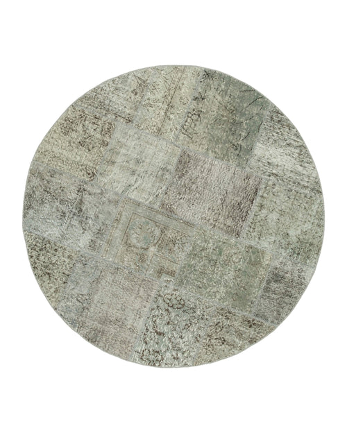 Kırk Yama Gri Patchwork Pamuk Yün El Dokuma Halısı 180x180 Agacan