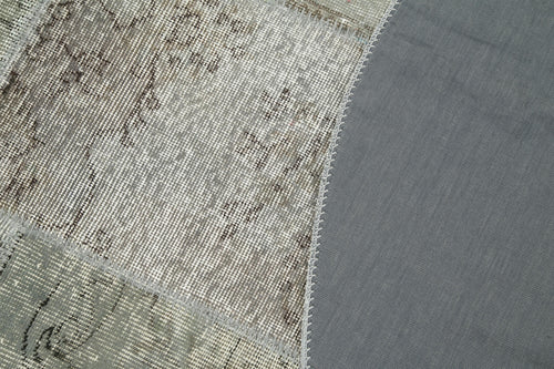 Kırk Yama Gri Patchwork Pamuk Yün El Dokuma Halısı 180x180 Agacan