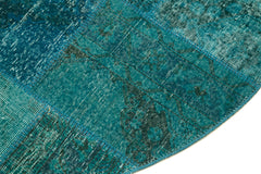 Kırk Yama Turkuaz Patchwork Pamuk Yün El Dokuma Halısı 200x200 Agacan