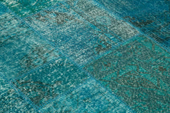 Kırk Yama Turkuaz Patchwork Pamuk Yün El Dokuma Halısı 200x200 Agacan
