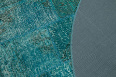 Kırk Yama Turkuaz Patchwork Pamuk Yün El Dokuma Halısı 200x200 Agacan