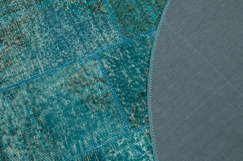Kırk Yama Turkuaz Patchwork Pamuk Yün El Dokuma Halısı 200x200 Agacan