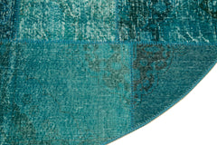 Kırk Yama Turkuaz Patchwork Pamuk Yün El Dokuma Halısı 200x200 Agacan