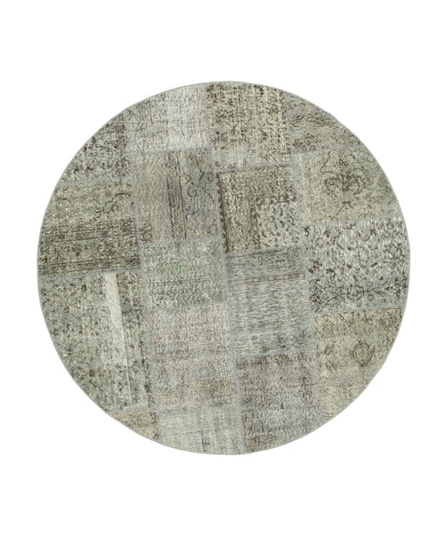 Kırk Yama Gri Patchwork Pamuk Yün El Dokuma Halısı 180x180 Agacan