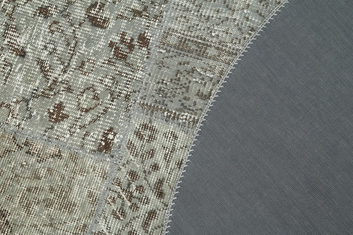 Kırk Yama Gri Patchwork Pamuk Yün El Dokuma Halısı 180x180 Agacan